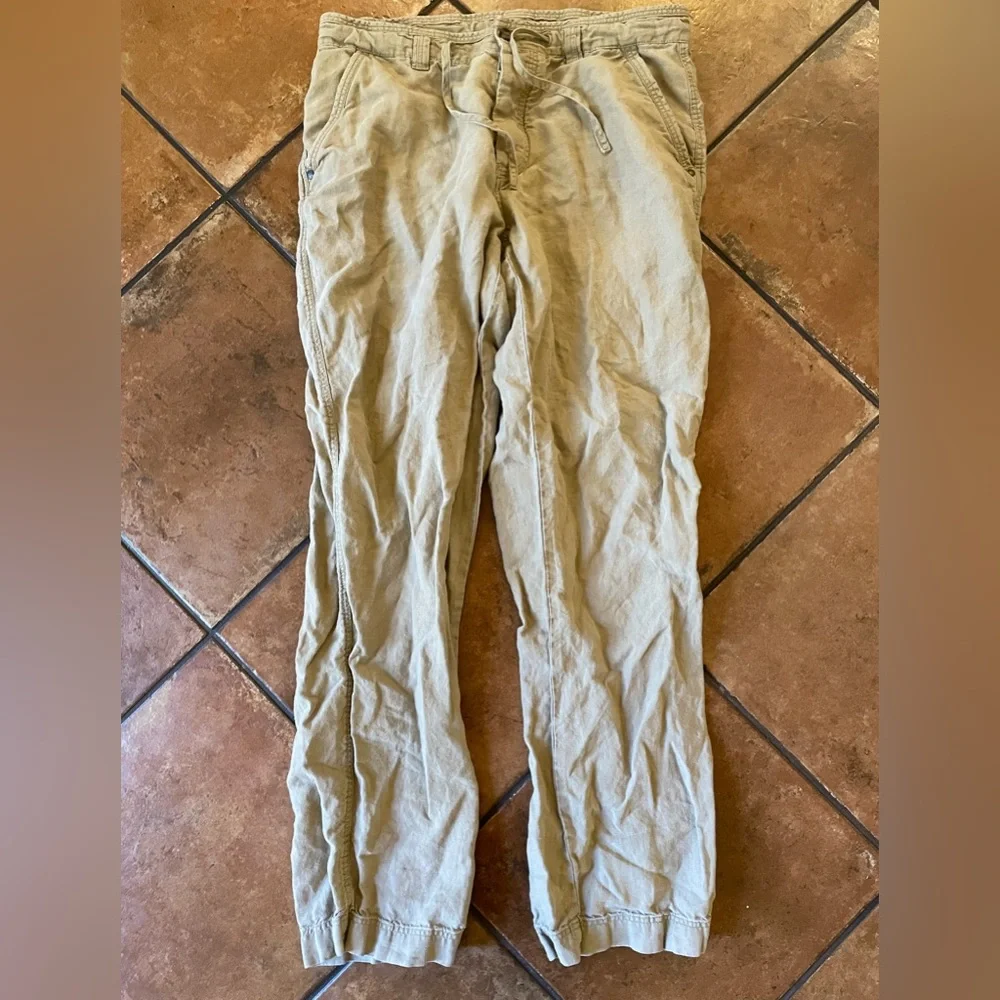 Baird‎ McNutt x MURANO Drawstring Button Fly Linen Trouser in Khaki Size 35